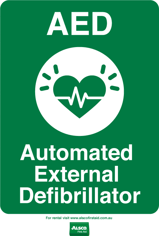 Trained AED users automated external defibrillator Safety sign