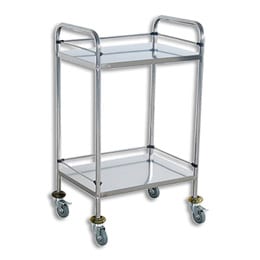 Medical Trolley Small Double Shelf 600x400x800mm