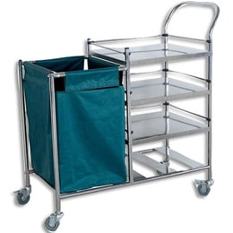 Medical Trolley Large Triple Shelf with Waste Bin 900x450x800mm