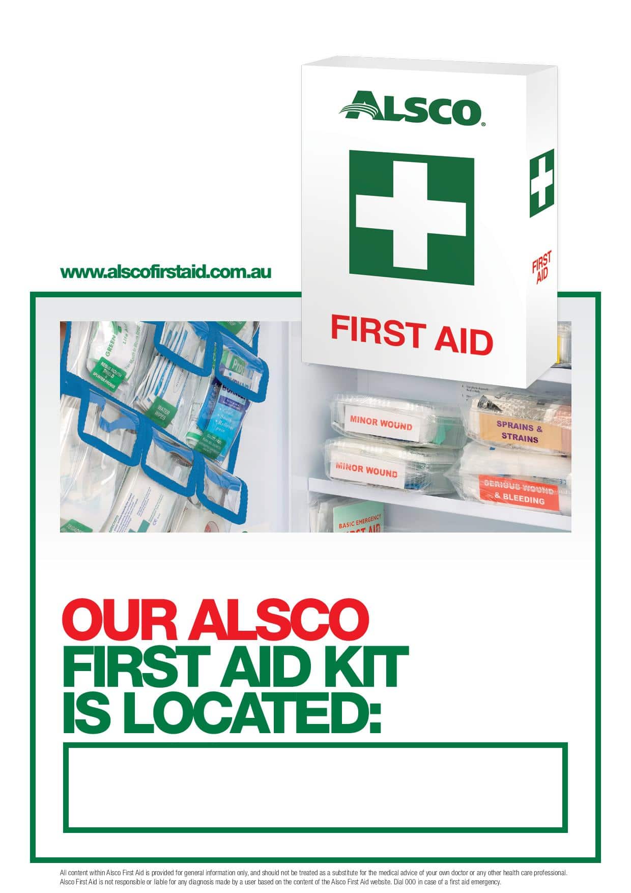 First aid poster kit location